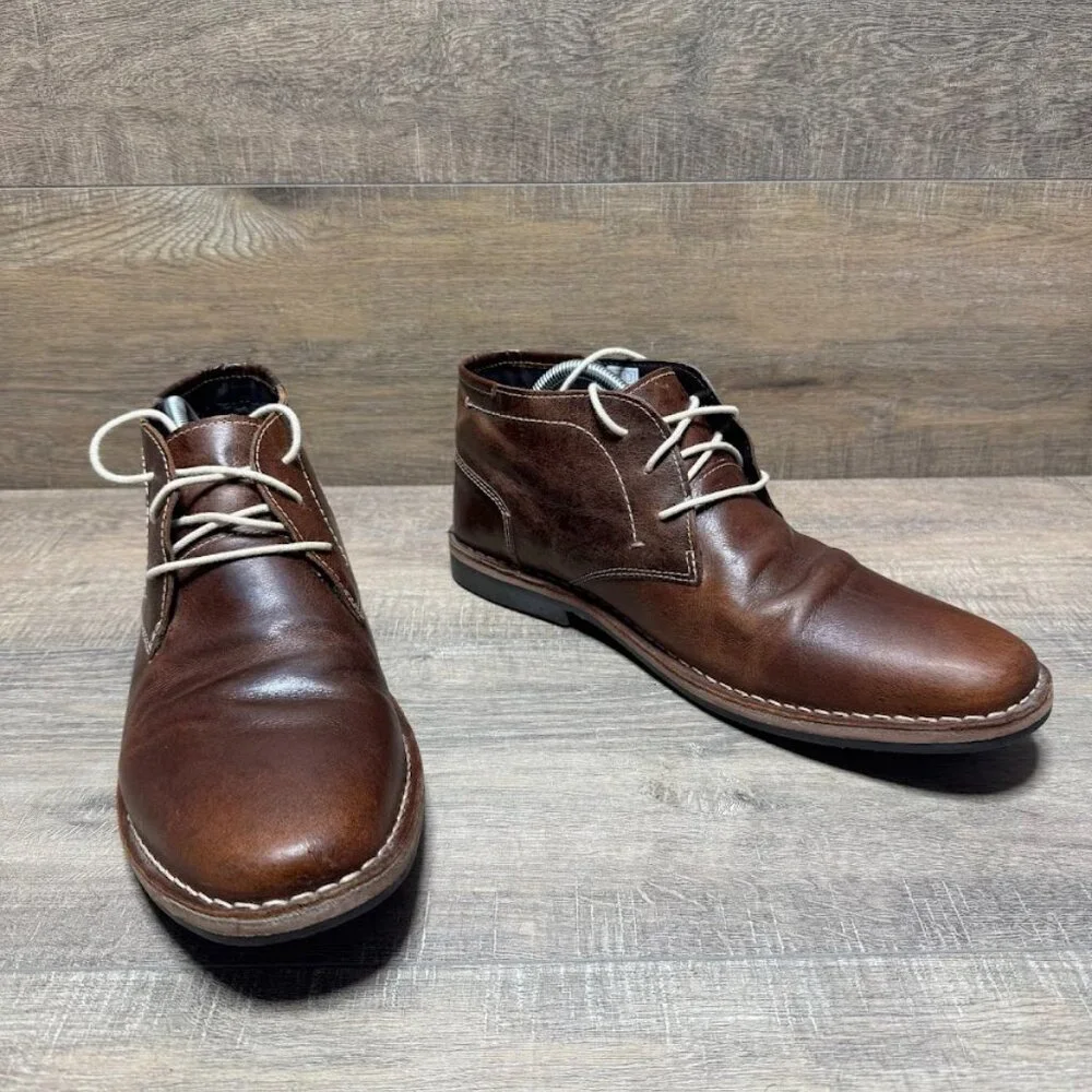 Steve Madden P-Ivon Wood Brown Leather Chukka Boots Men's Size 10.5